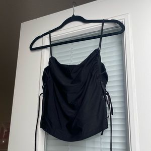 Black Crop Top with Tie Sides